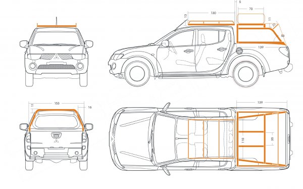 Mitsubishi L200 дуга - размеры